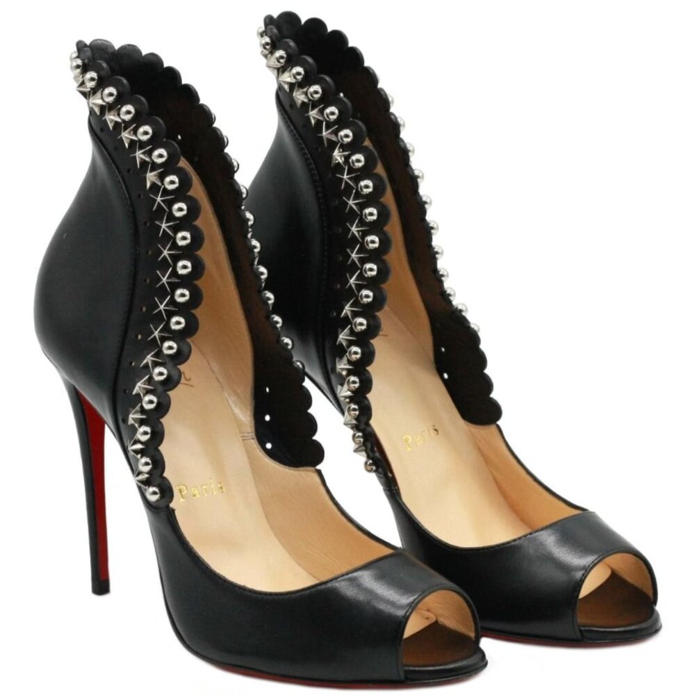 Christian LOUBOUTIN Heels ROUCOULOUCOU 100 Black Silver Star Studded Pumps 36.5 - Picture 2 of 6
